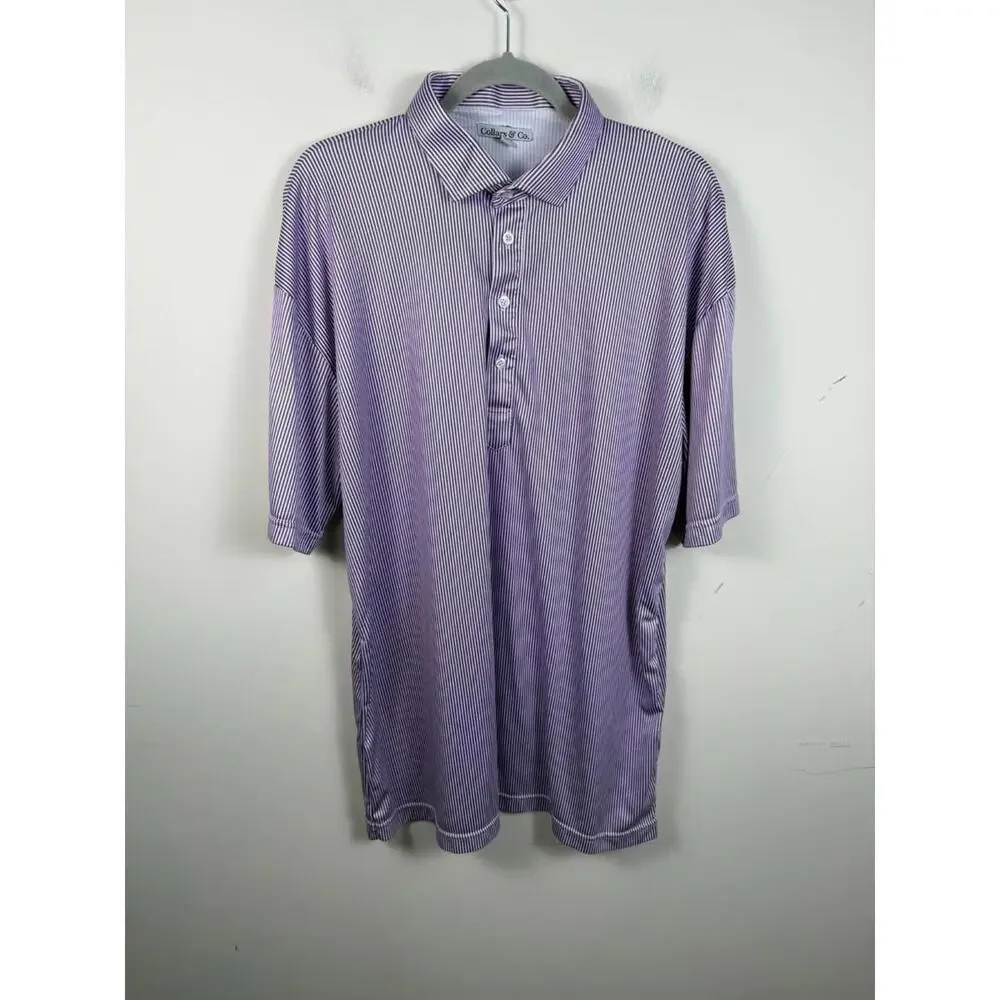 Collars and Co Dress Polo XXL Purple Striped Stretch Shirt - Picture 1 of 5